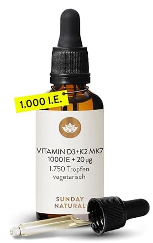 SUNDAY NATURAL Vitamin D3 + K2 Tropfen 99,8+% All-Trans +