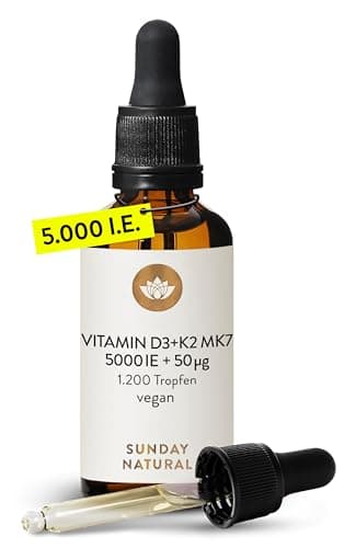 SUNDAY NATURAL Vitamin D3 K2 Tropfen Vitamin D 3 5.000IE
