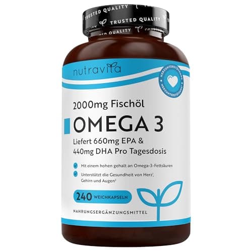 Nutravita Omega 3 Kapseln Hochdosiert Fischöl Kapseln EPA un in Rot