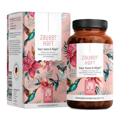 Braune Dose und Faltschachtel Naturtreu Zauberhaft mit Blüten- und Kolibri-Motiv, weißer Hintergrund
